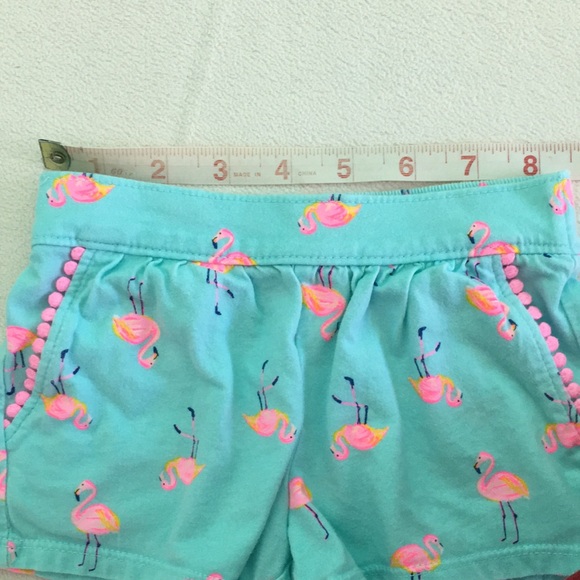🦩Blue and Pink Flamingo Shorts with Pink Pom-pom Trim by OshKosh B'Gosh 🦩 - Picture 9 of 11